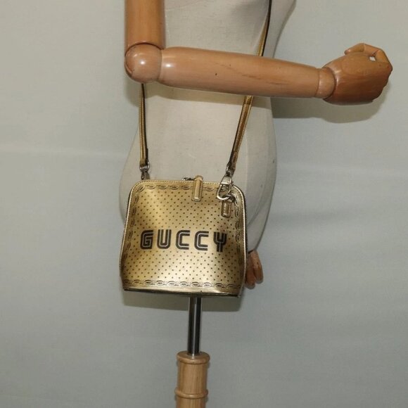 GUCCI SEGA Collaboration Shoulder Bag Leather Gold 511189 Auth bs24808 - Picture 15 of 16
